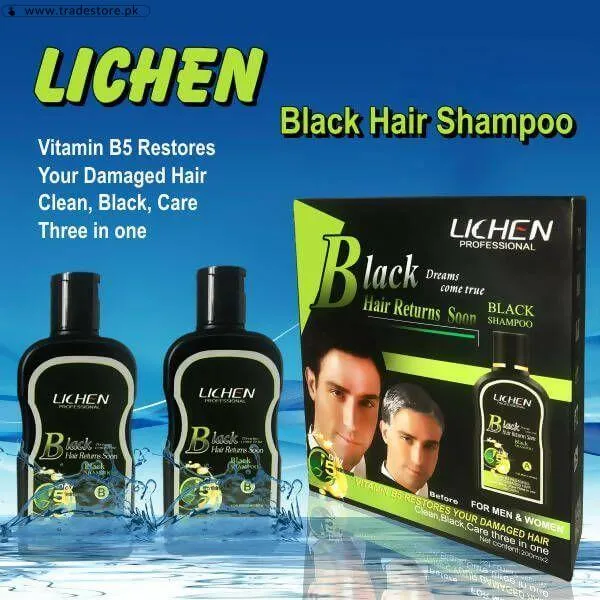 Lichen Hair Black Color Shampoo 200ml