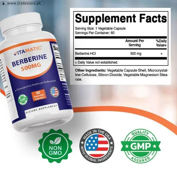 Vitamatic Berberine 500 Mg Capsules Price in Pakistan